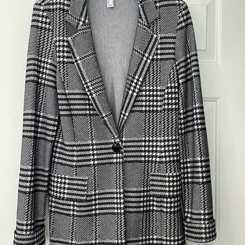 Joseph Ribkoff Black and White Blazer with Notched Lapels
